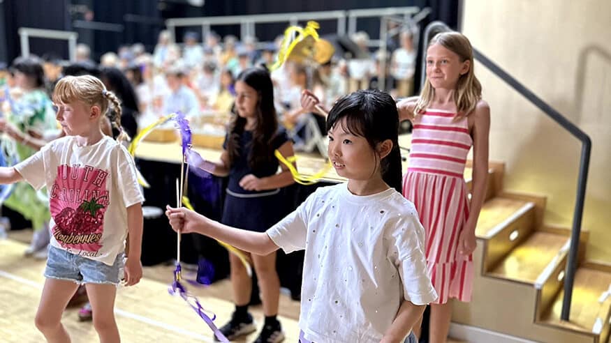Students dancing to music