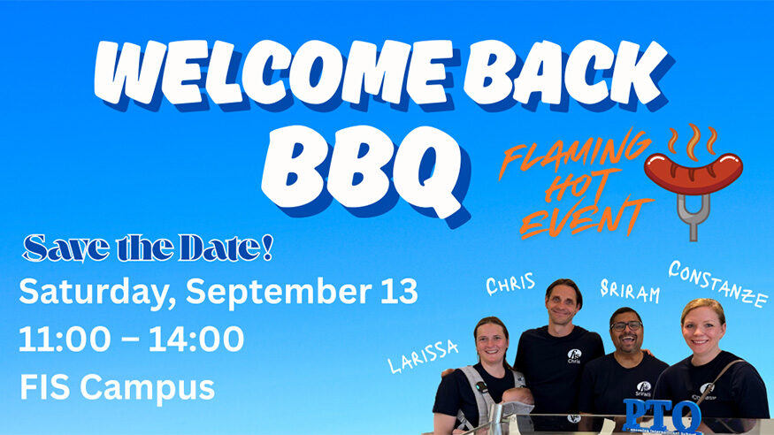 An "save the date" for the welcome back BBQ