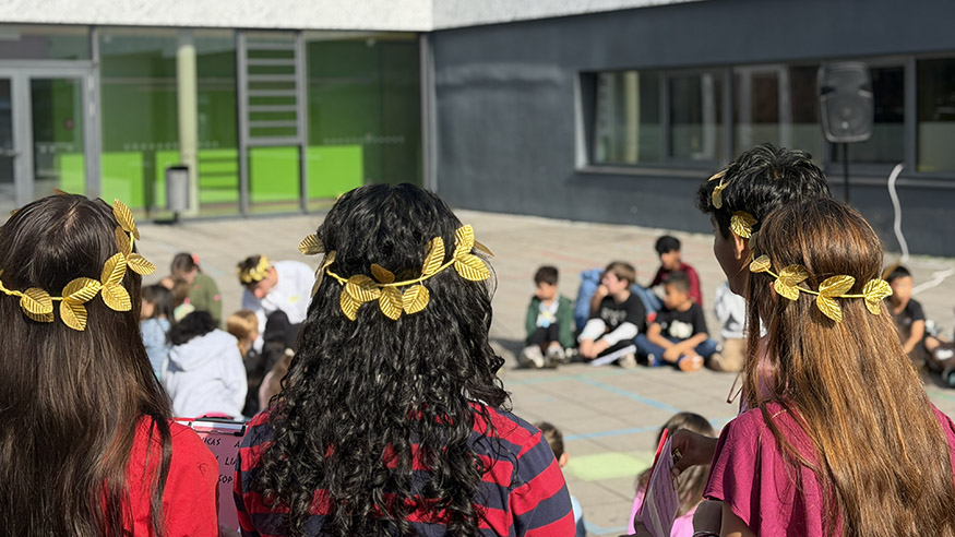 Students at the Camp Halfblood in the FIS Courtyard